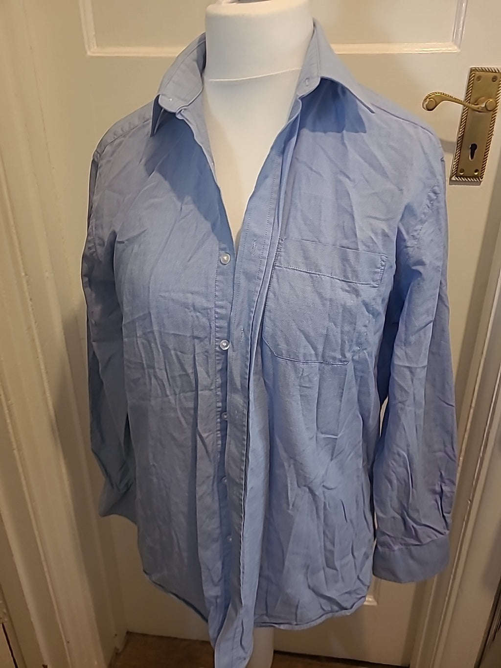 Mens Debenhams Size 16" Collar Classic Fit Bluey Grey Long Sleeved Shirt