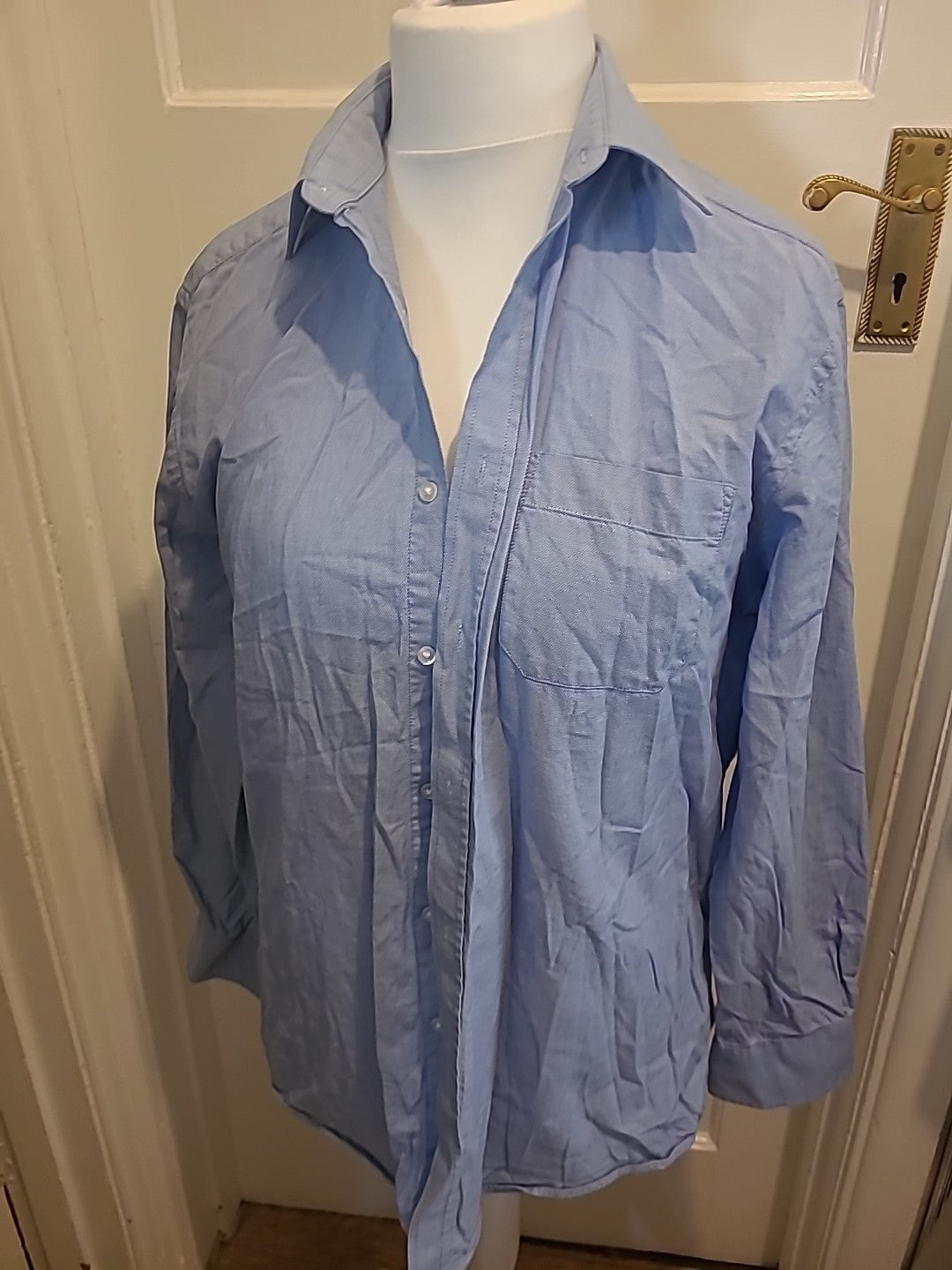 Mens Debenhams Size 16" Collar Classic Fit Bluey Grey Long Sleeved Shirt