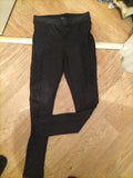 Primark Small 10-12 Black Ribbed Stretch Leggings Pleat