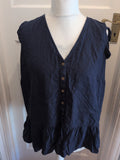 Ladies Papaya Size 20 Navy Buttoned Sleeveless Blouse