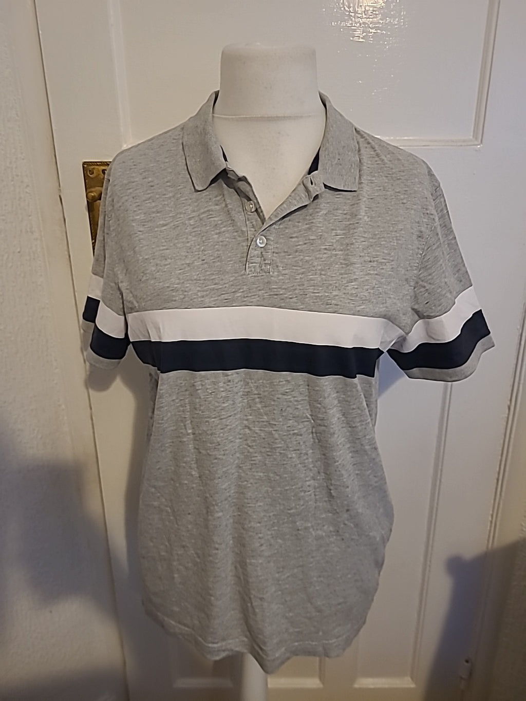 Mens Pier One Size Large Grey Short Sleeved Polo