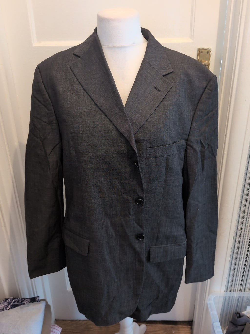 Mens Marks And Spencer Collezione Size 46M Black/White Suit Jacket