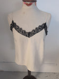 Topshop 10 Cream With Black Lace Trim Cami Top