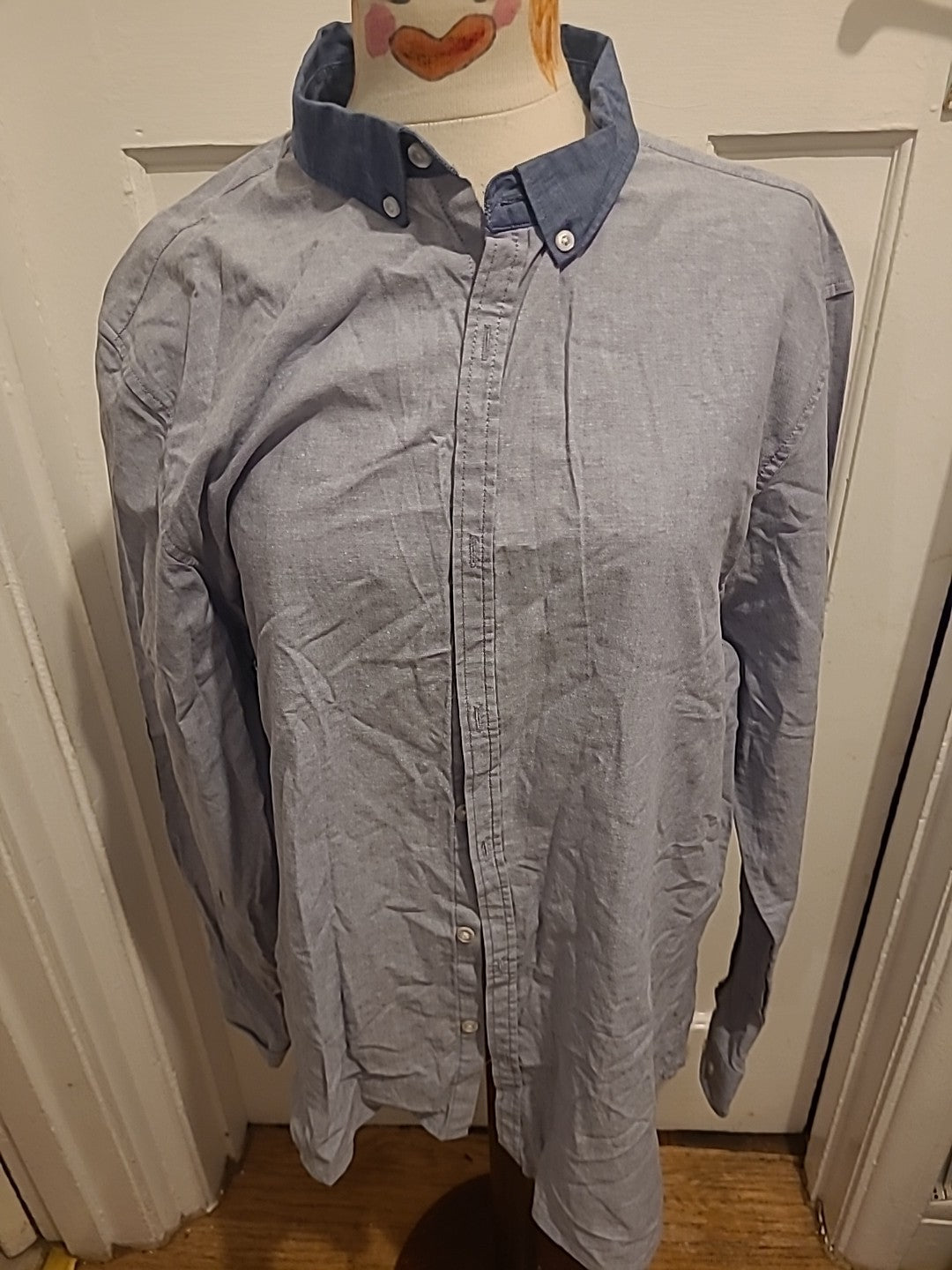 Mens New Look Size 2XL Grey Long Sleeved Shirt