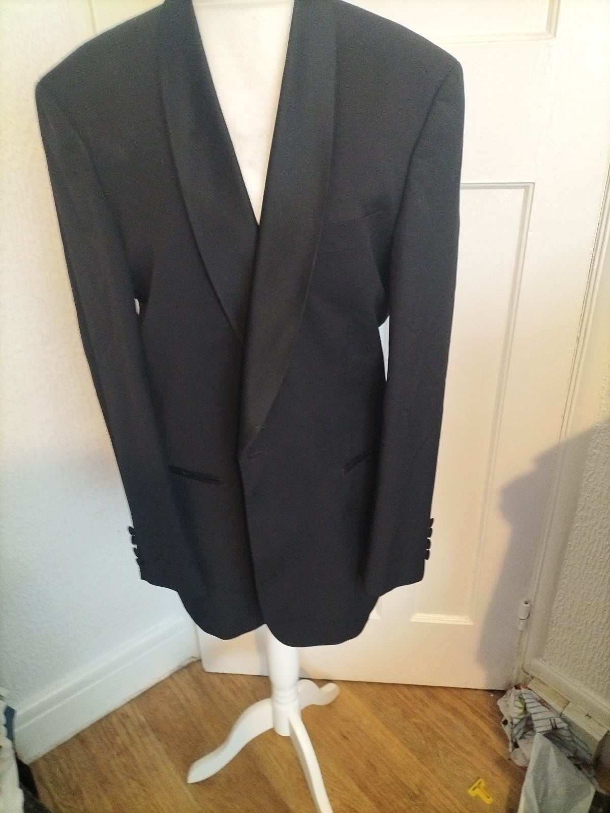 Mens Marks And Spencer Size 42L Black Super 100% Wool Tuxedo Jacket