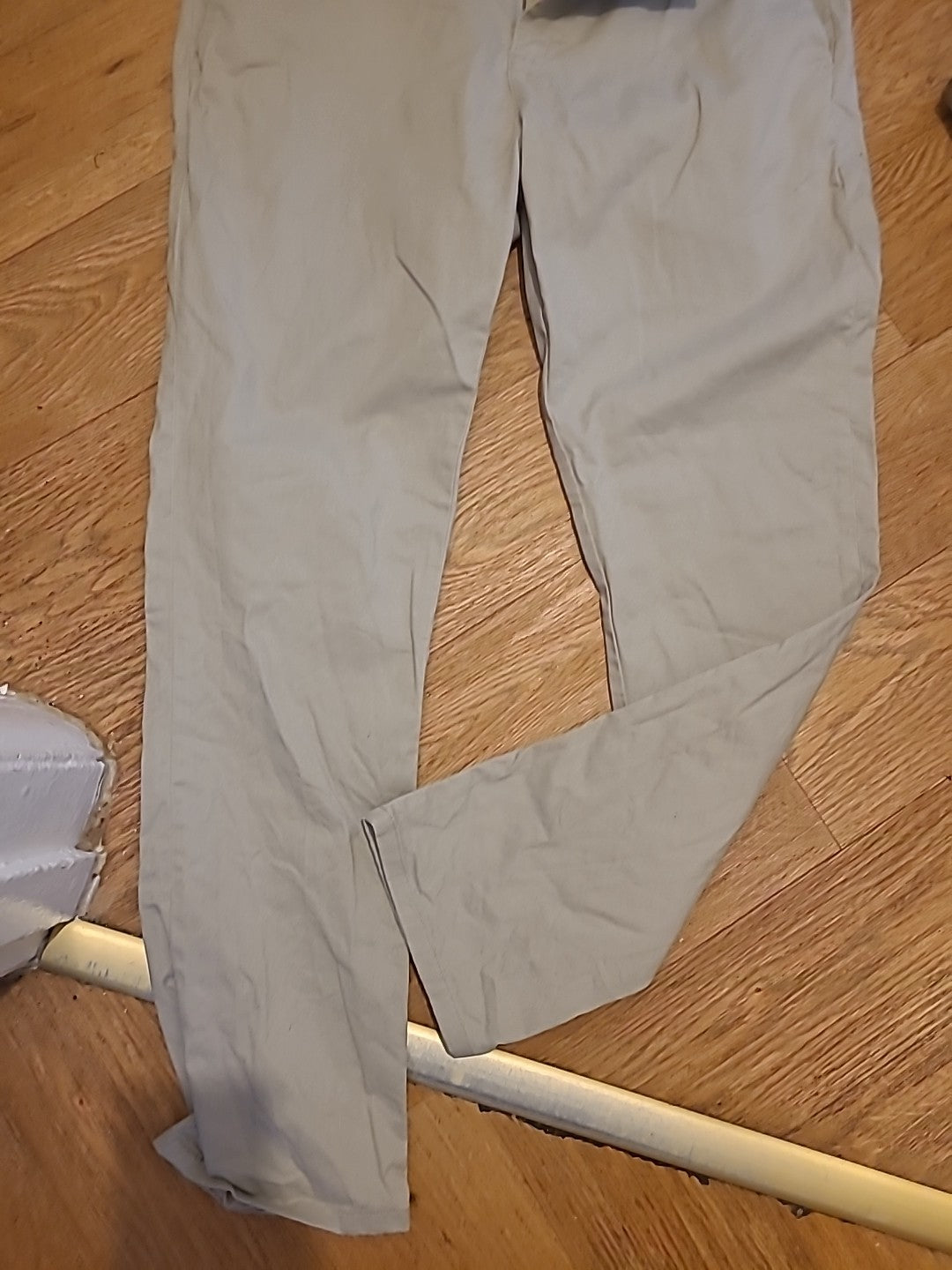 Mens Easy Slim Fit 36 Regular Beige Trousers