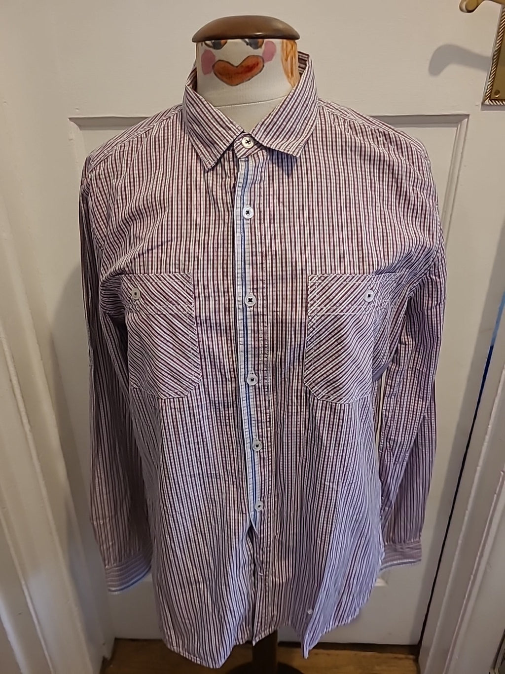 Mens Peter Werth Size Medium Red Check Long Sleeved Shirt