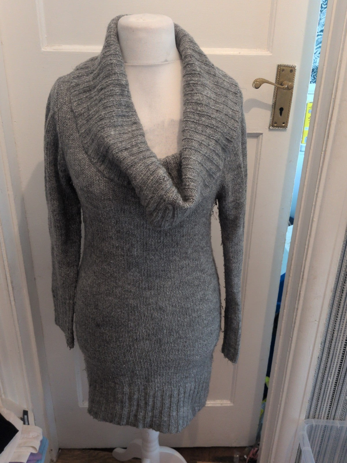 Primark 12-14 Jumper Dress Grey Long Sleeve
