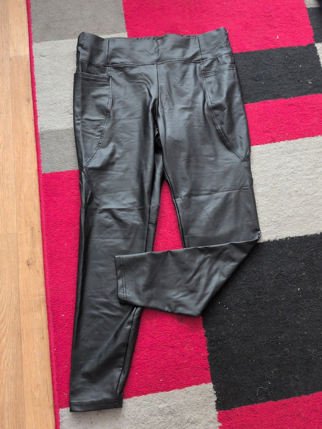 Shein XL Black Pleather Trousers