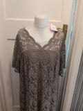 Brand New Julipa Size 28 Brown Lined Lace Pattern Maxi Dress Long Length