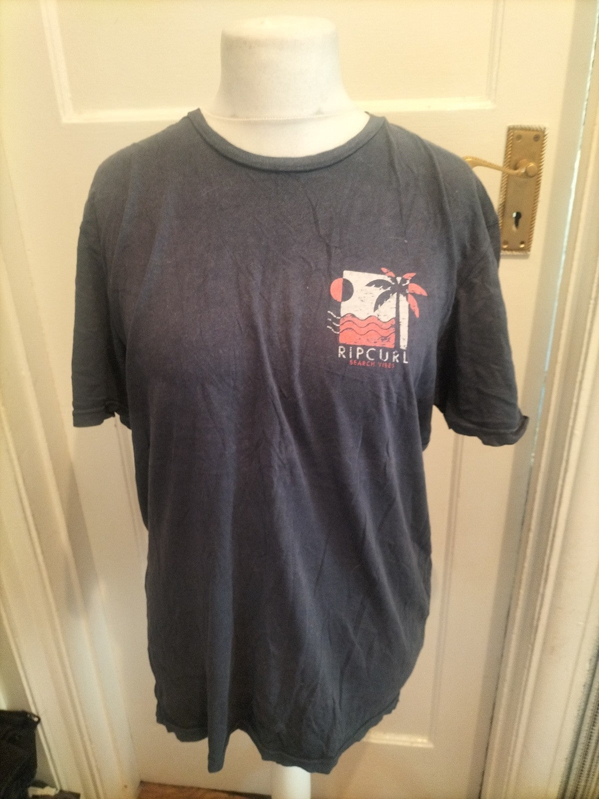 Mens Rip Curl Large Standard Fit Navy T-shirt Short Sleeved