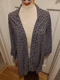 Ladies Peacocks Size Small Black And White Long Sleeved Cardigan