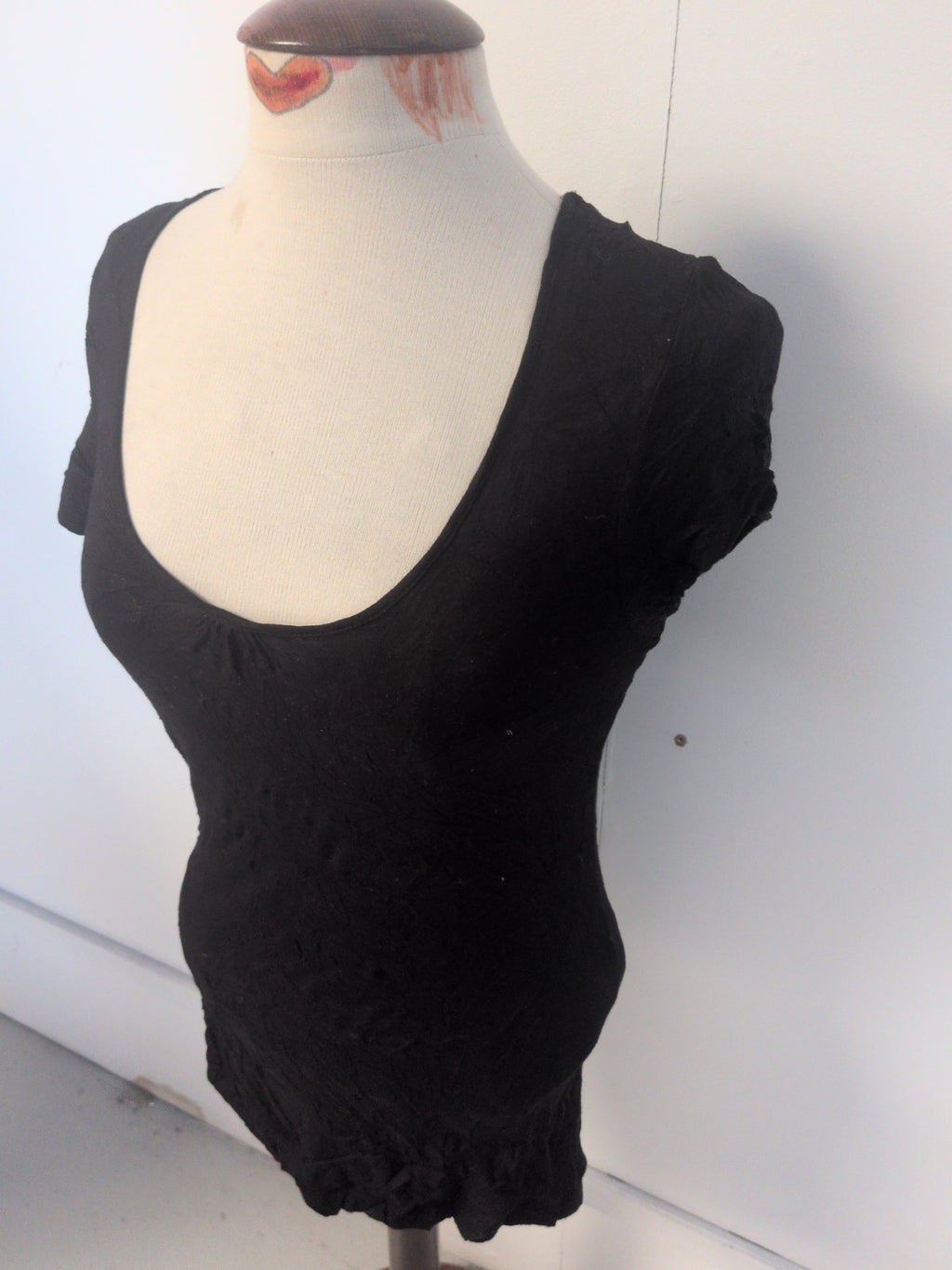 Ladies Primark Size 8-10 Black Short Sleeve Pyjama Top