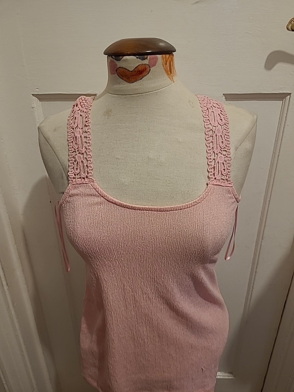 Brand New Ladies Select Size 8 Pink Lace Sleeveless Tshirt