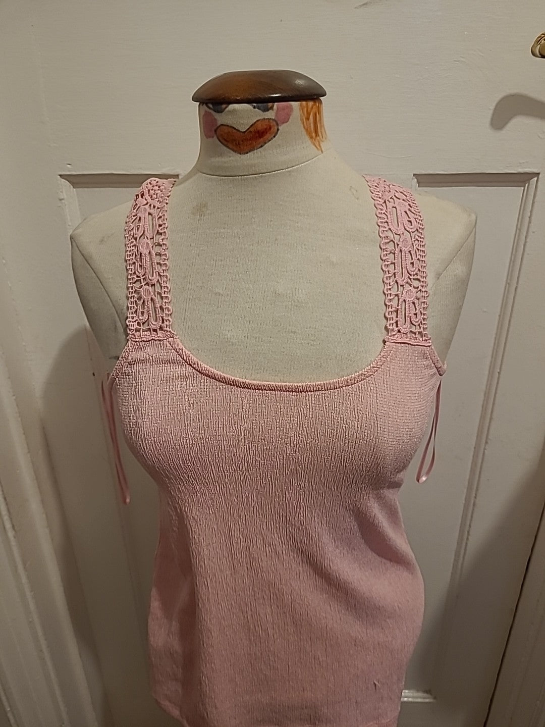Brand New Ladies Select Size 8 Pink Lace Sleeveless Tshirt