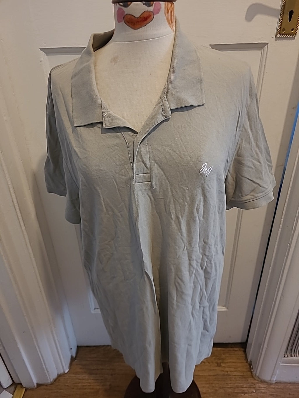 Mens Jack Jones Size 2XL Pale Khaki/Grey Short Sleeved Polo