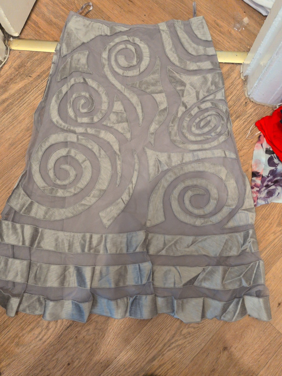 Per Una 16r Silver Mesh Lined Long Length Skirt
