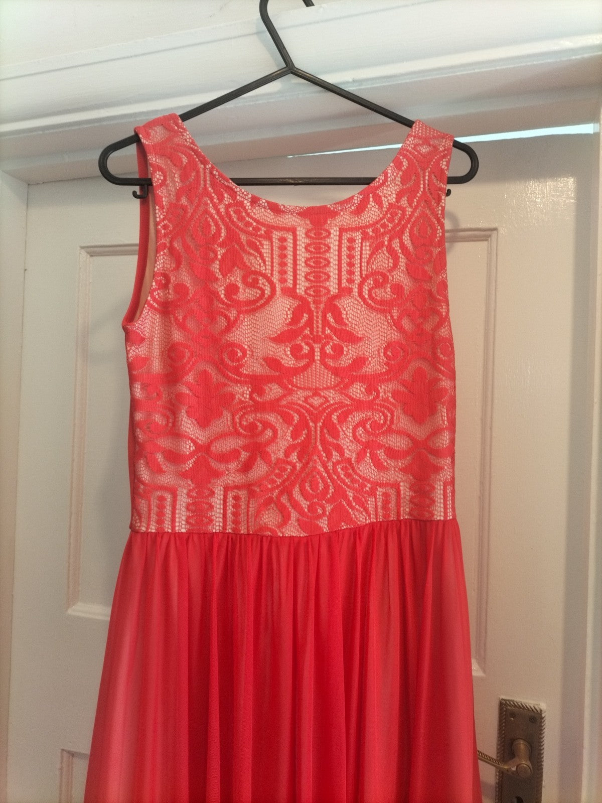 Ladies Miss Selfridge Size 8 Orange Pace Detailed Sleeveless Flowy Dress