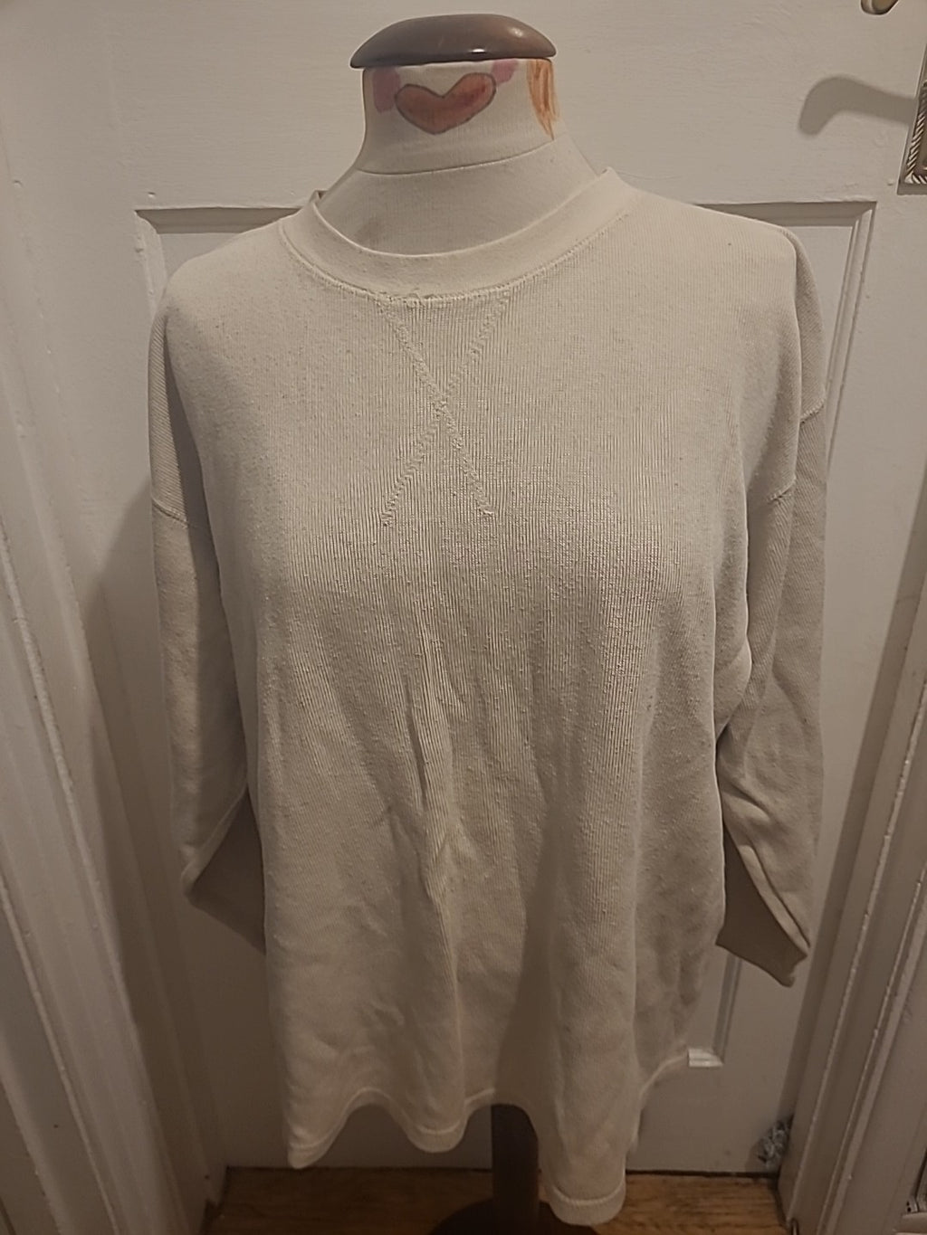 Mens HDW Size Large Cream Long Sleeved Pullover Jumper