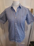 Mens River Island Size Small Blue/Orange Striped Short Sleeved Shirt