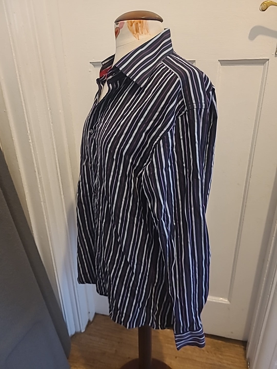 Mens Jeff&Co Size Large Purple White Black Long Sleeved Shirt