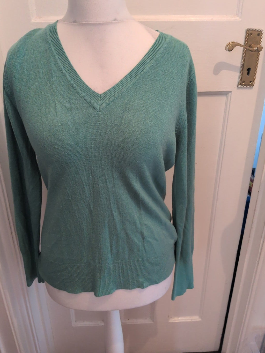 George 18 Duck Egg V Neck Jumper
