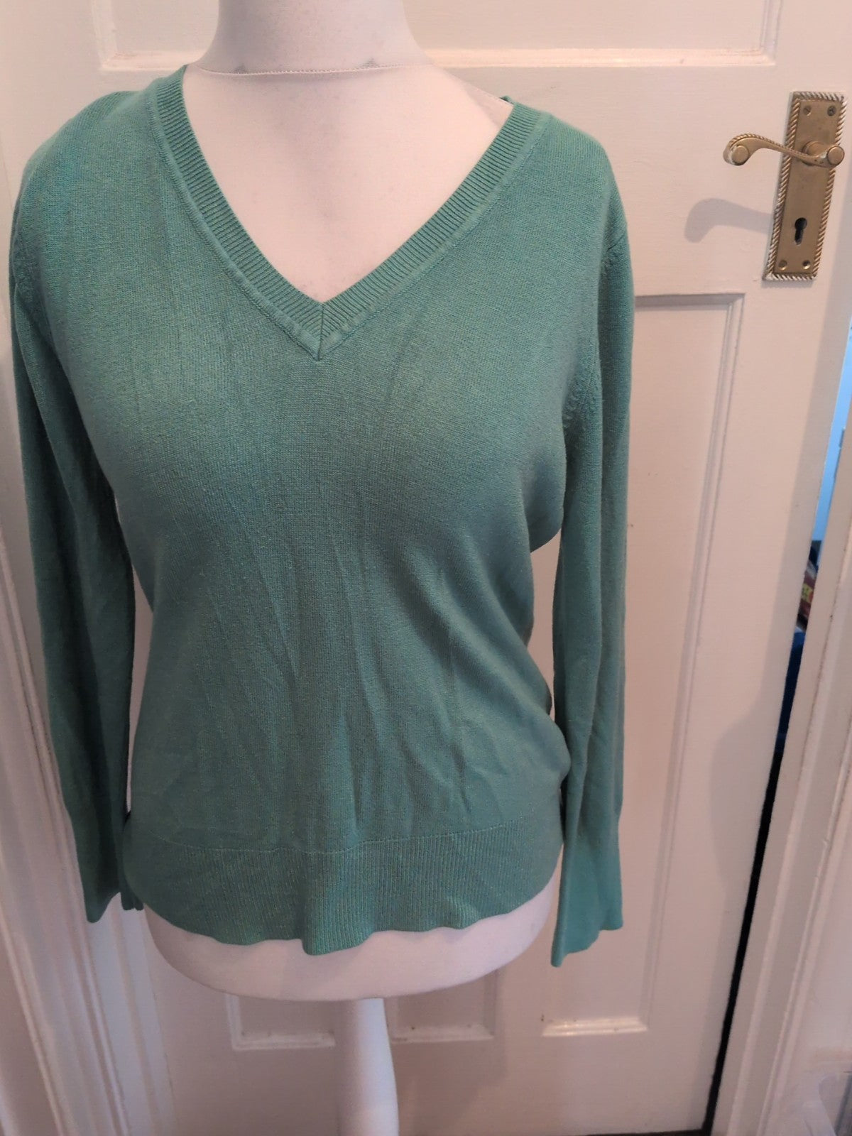 George 18 Duck Egg V Neck Jumper