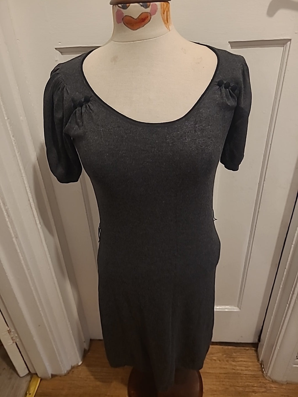 Ladies Marks And Spencer Size 10 Grey With Stretch Dress