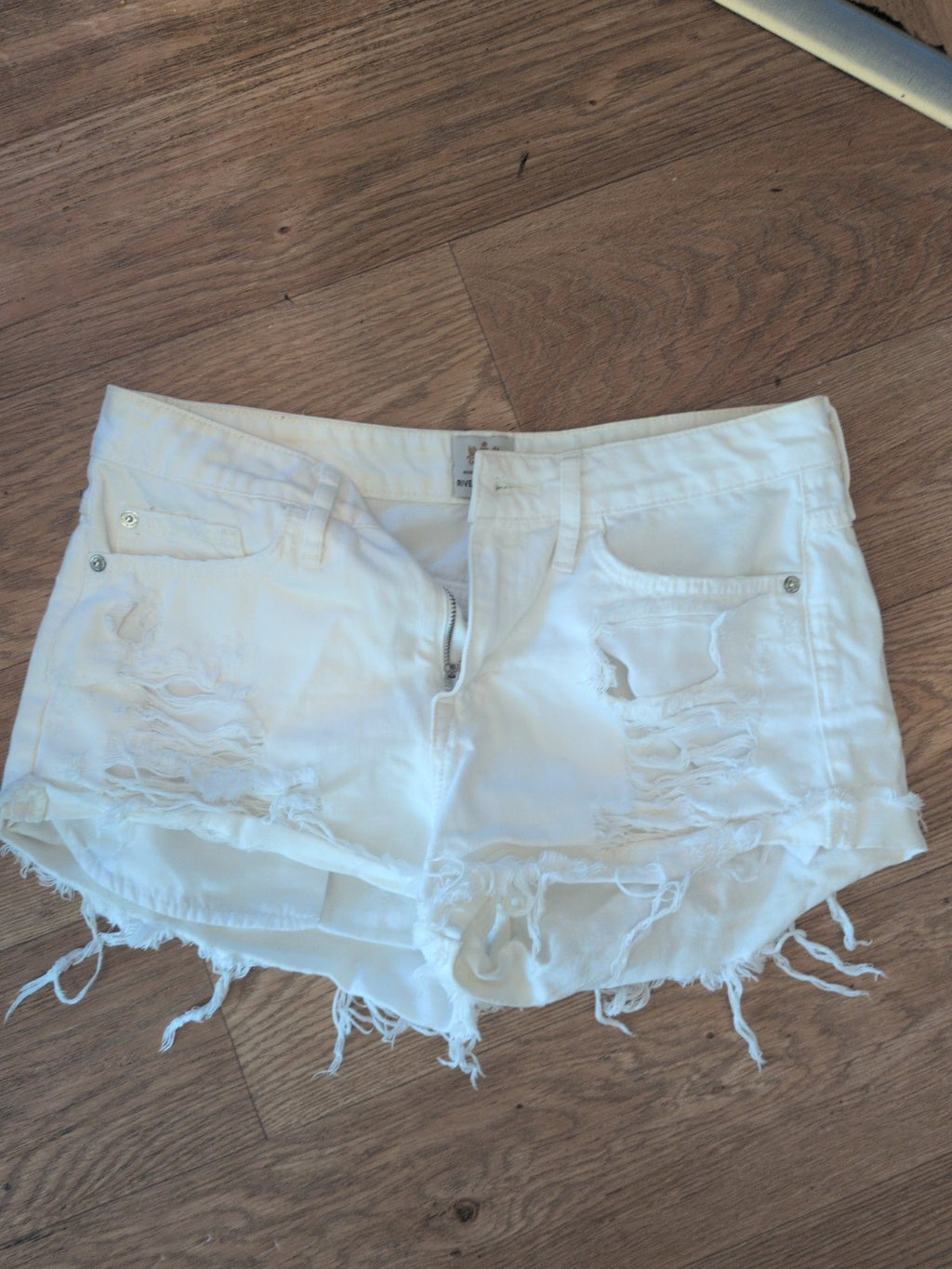 River Island 10 White Denim Hot Pants