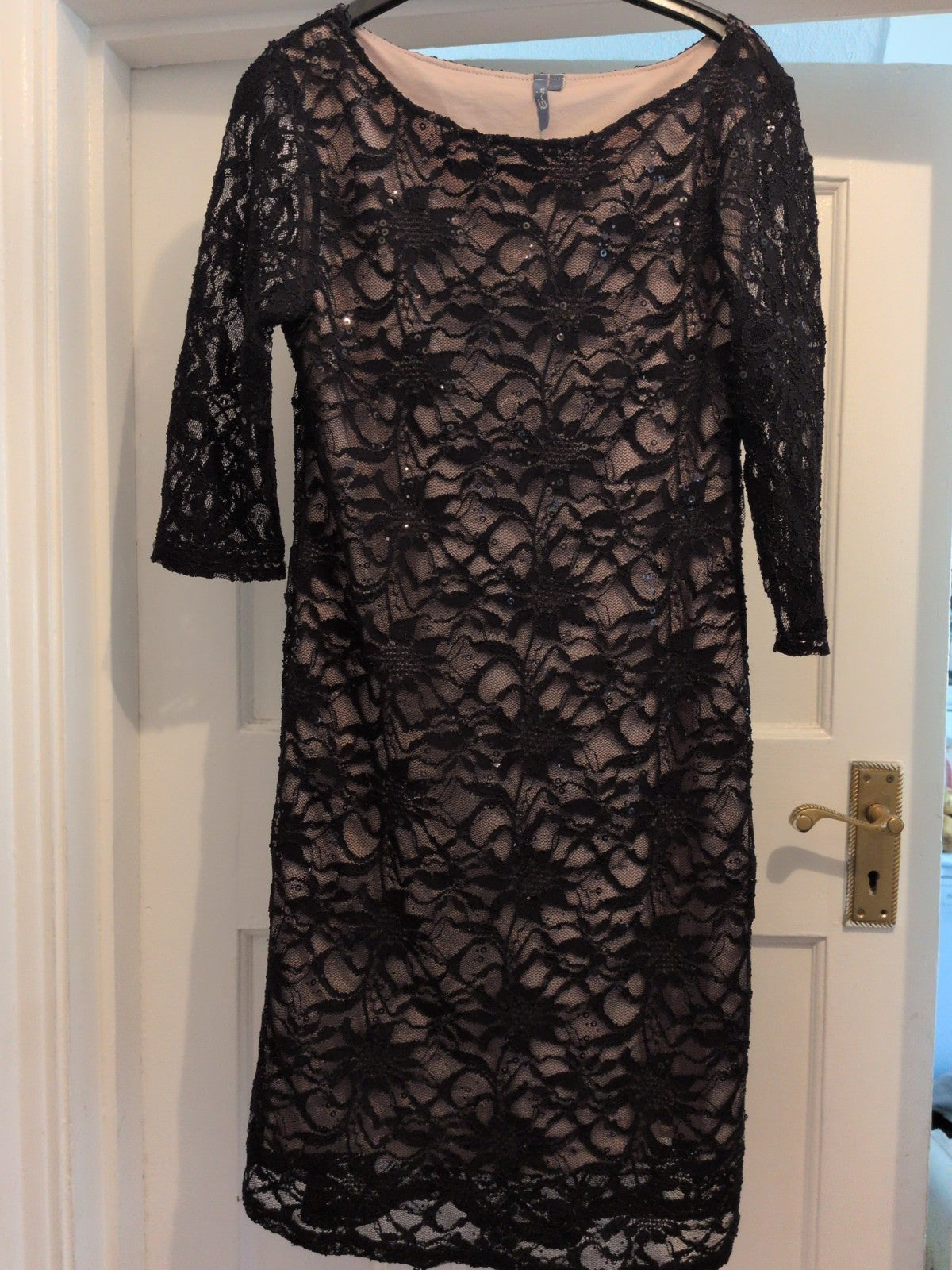 Evie 16 Black Lace Lined Long Sleeve Dress
