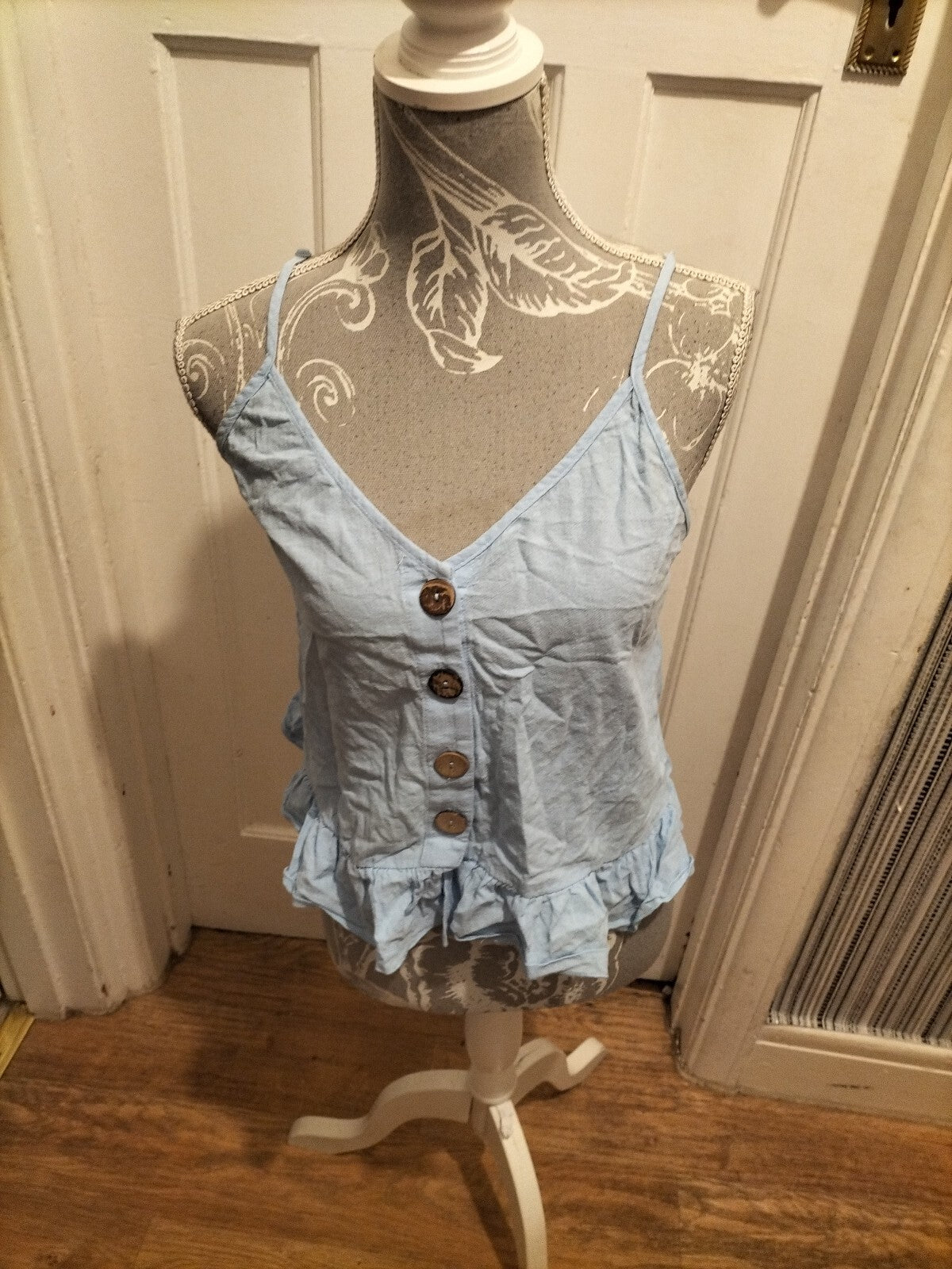 Ladies Shein Medium Blue Sleeveless Blouse