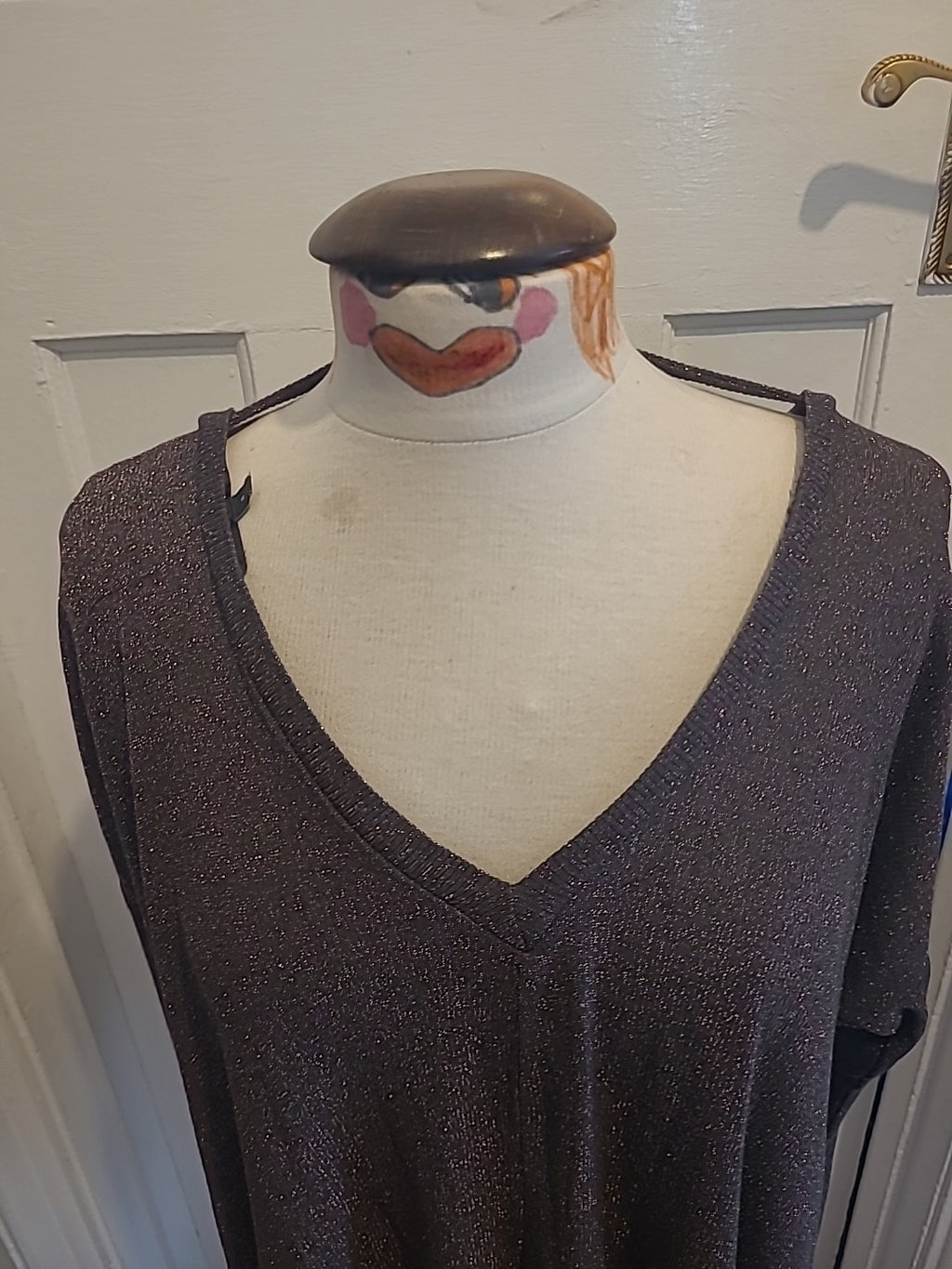 Ladies Next Size 8 Grey With Gold Speckles Long Sleeved Blouse