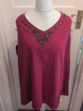 Catherine's 30/32 Sleeveless Burgundy With Black Detail Blouse Top