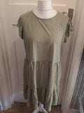 Ladies Primark Size Large Green Round Neck Short Sleeve Dress