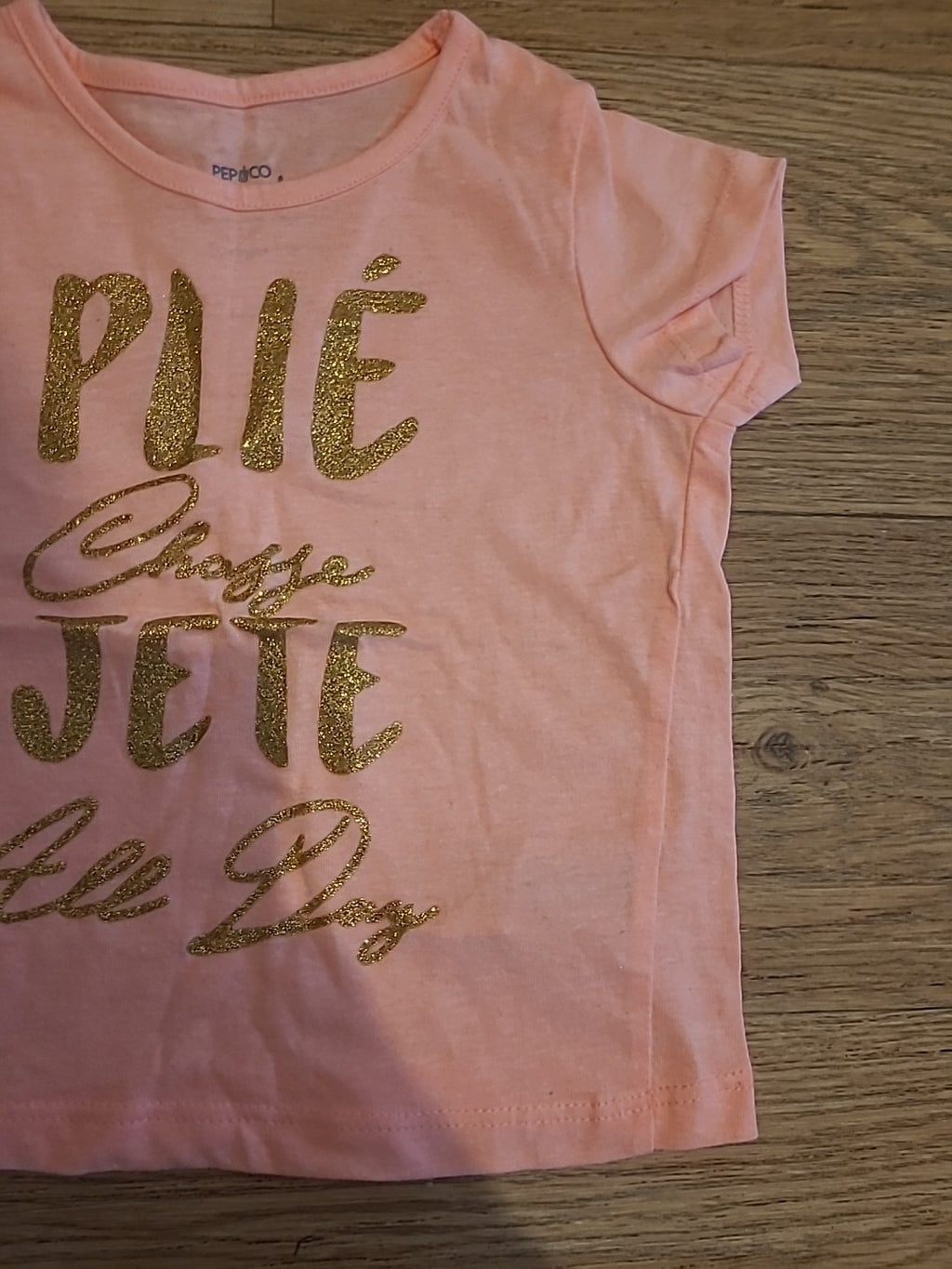 Pep&Co 12-18 Months Peach Gold Glitter Tshirt
