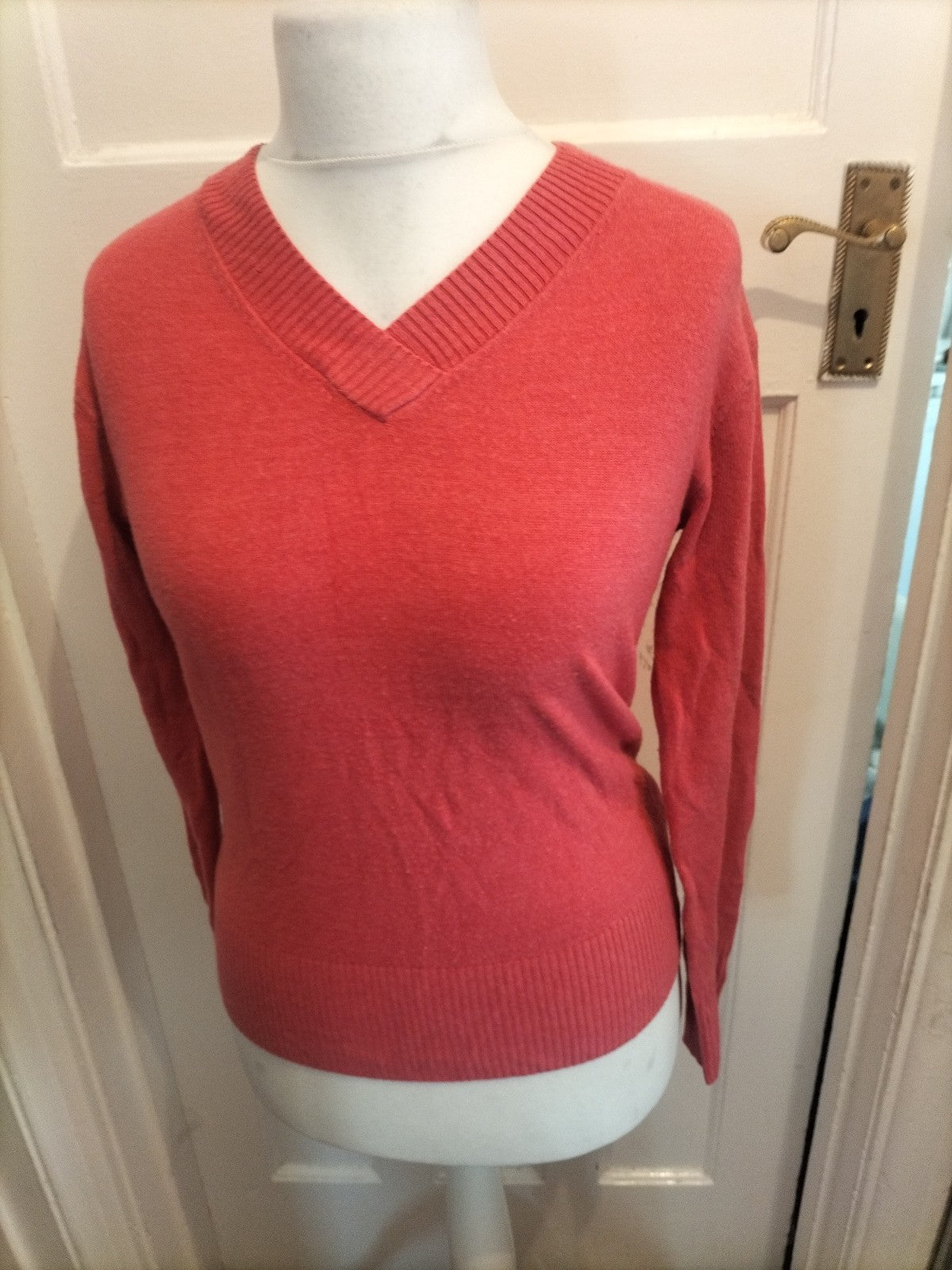 Ladies M&S Collection Size 10 Pink V Neck Jumper Pullover