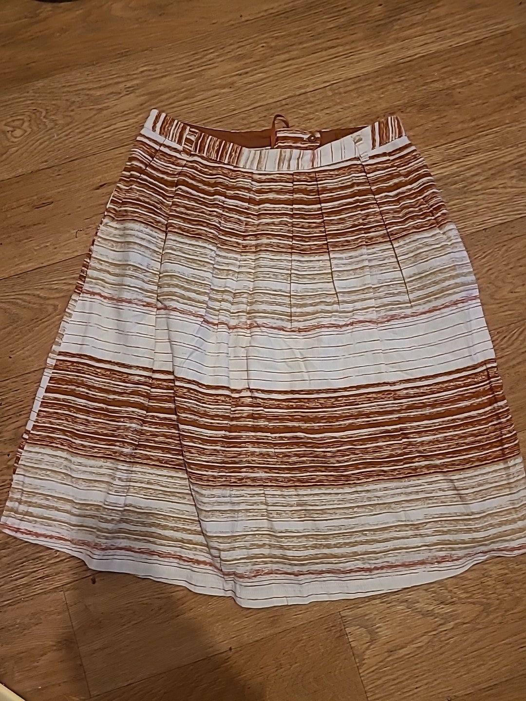 Ladies Next Size 10 Brown/Cream Patterned Flare Skirt