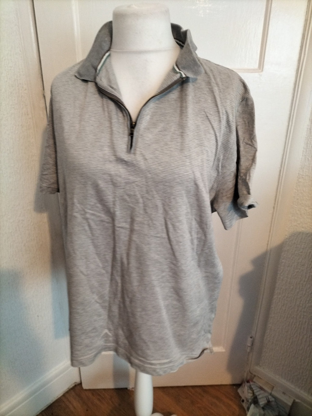 Mens Collezione Size 2XL Tailored Fit Grey Patterned Polo