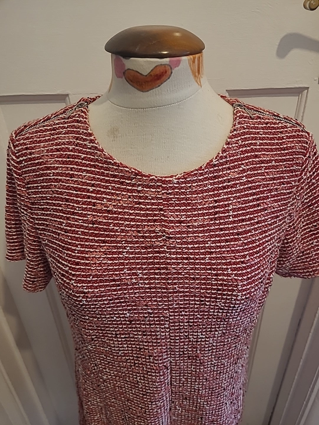 Ladies Warehouse Size 16 Red White Fleck Short Sleeved Tshirt