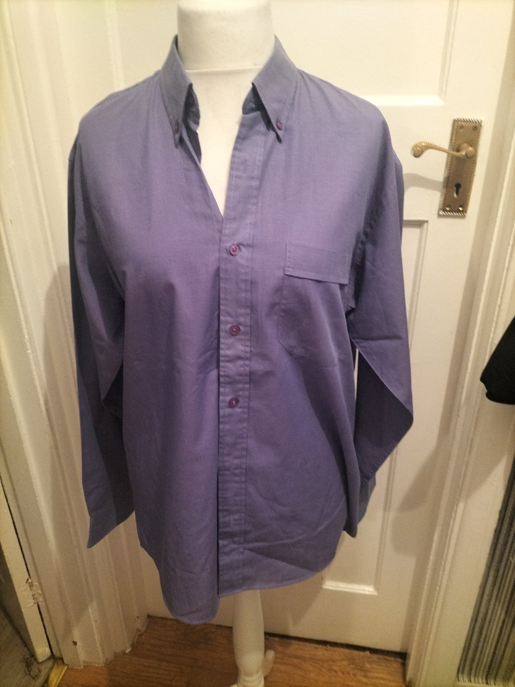 Mens Uno Jeff&Co Size 16 Cotton Rich Purple Long Sleeved Shirt