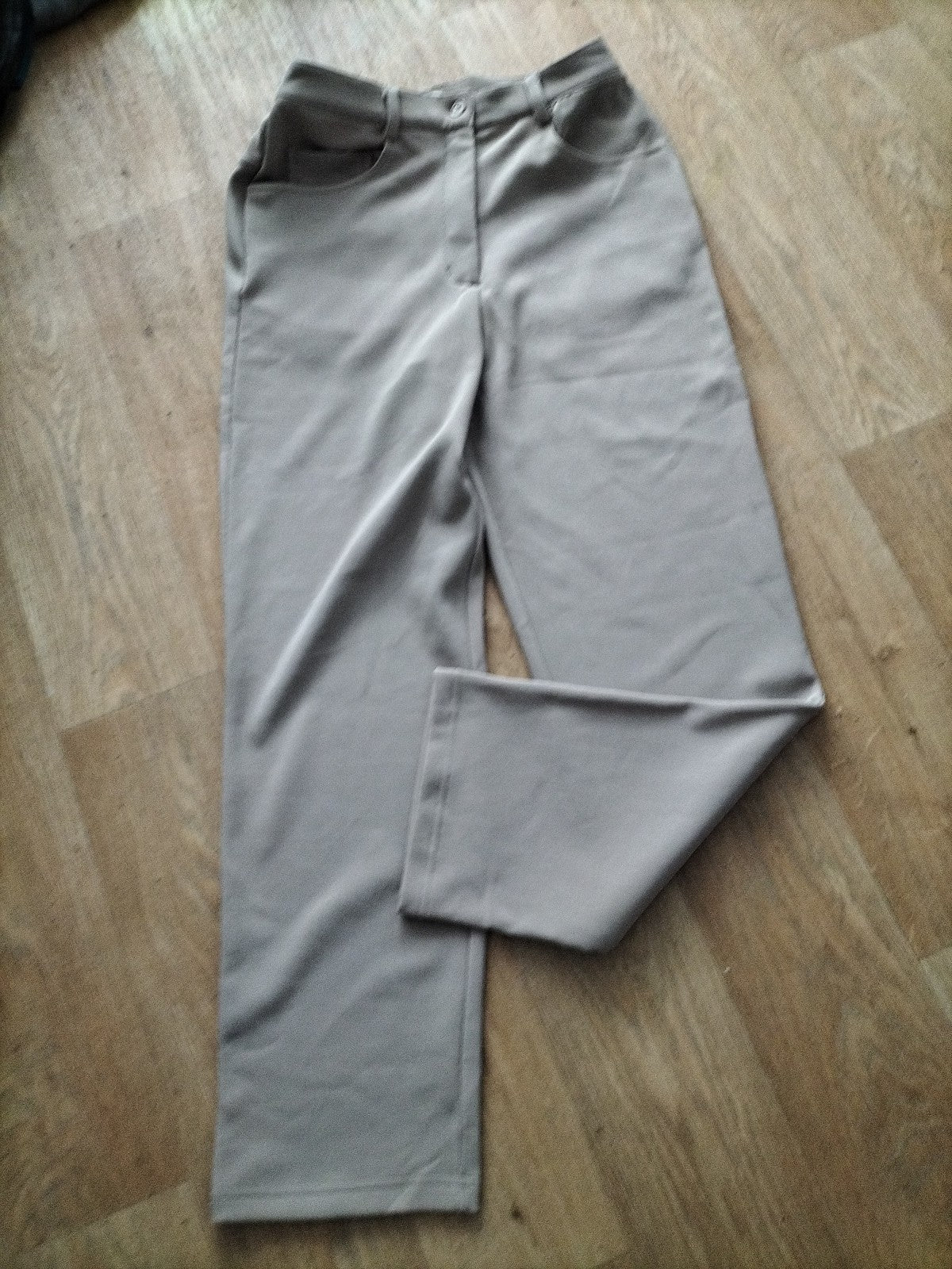 Brand New Ladies Classics Size 12 Beige Ribbed Slight Elasticated Trousers