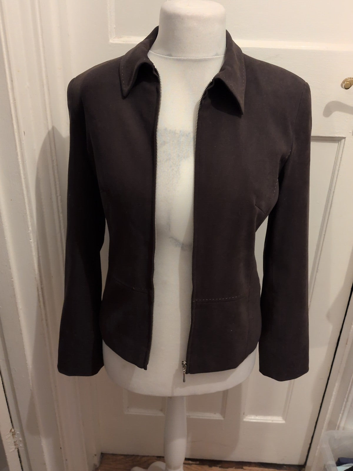 Primark 12 Dark Brown Full Zip Collared Jacket