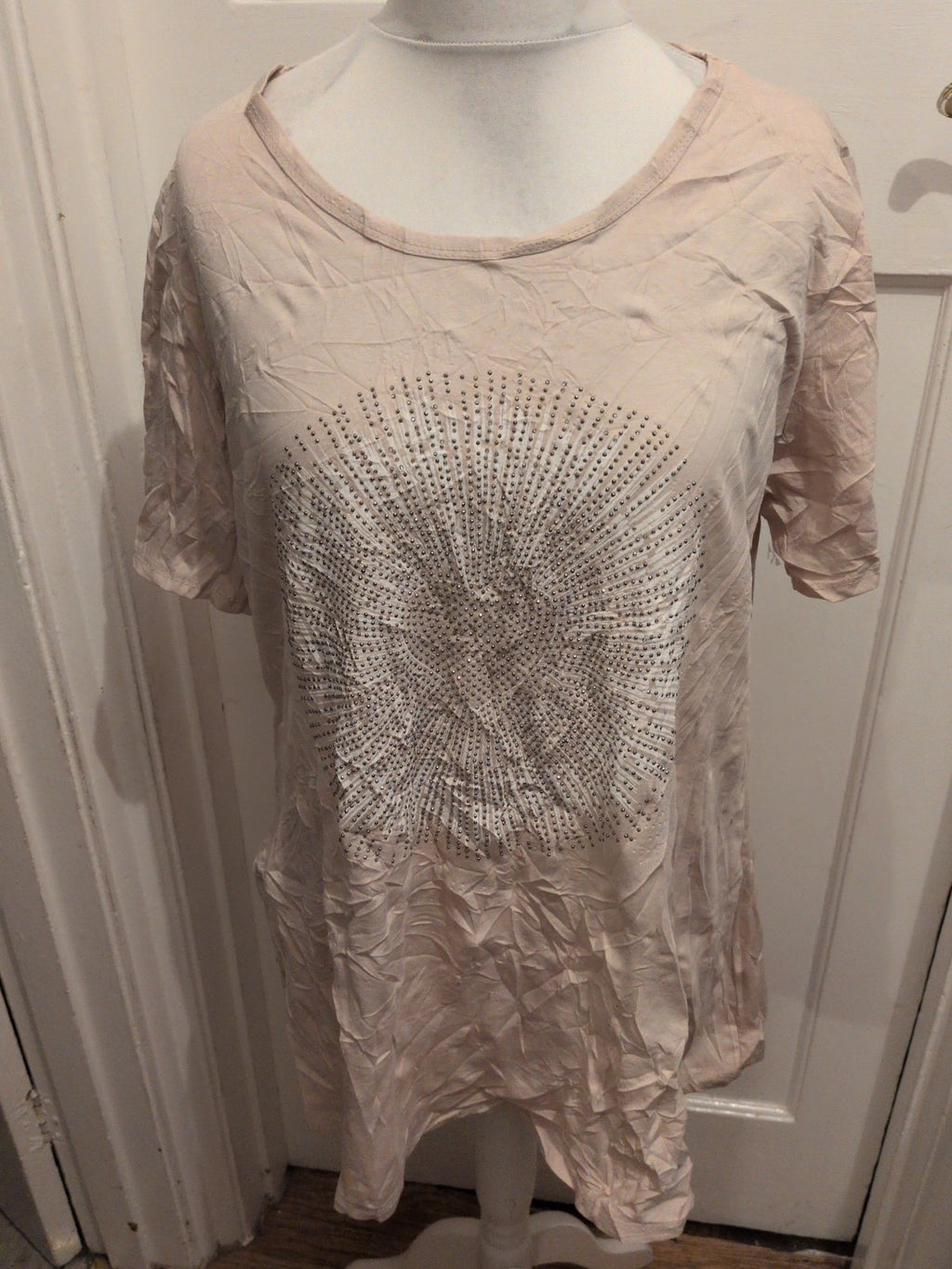 2XL Beige Stud Pattern Short Sleeve T-shirt