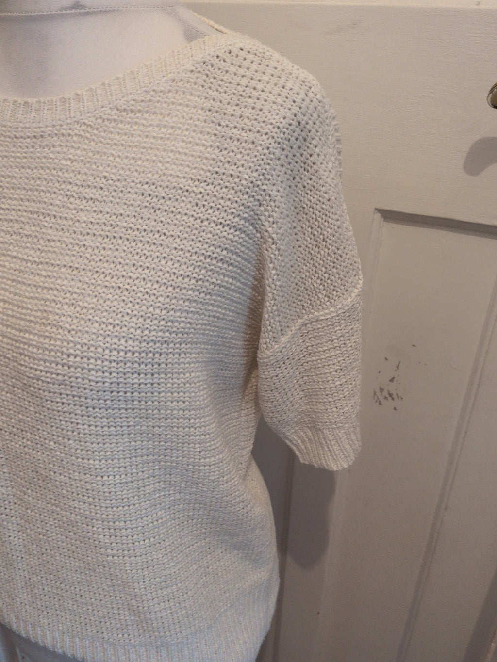 Wallis Medium White Knit Short Sleeve Jumper