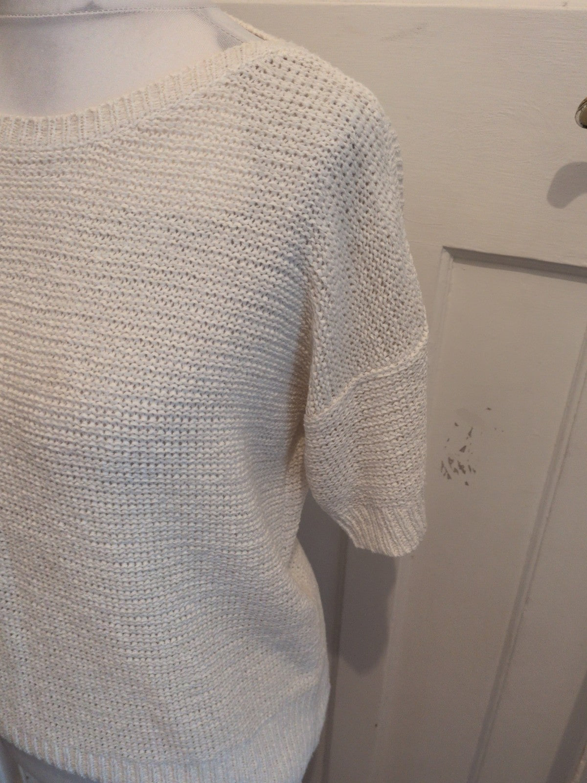 Wallis Medium White Knit Short Sleeve Jumper