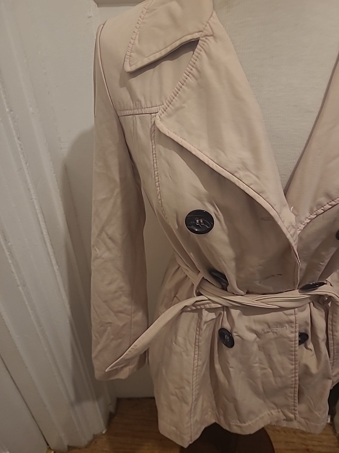 Ladies New Look Size 10 Baby Pink Long Sleeved Coat With Belt