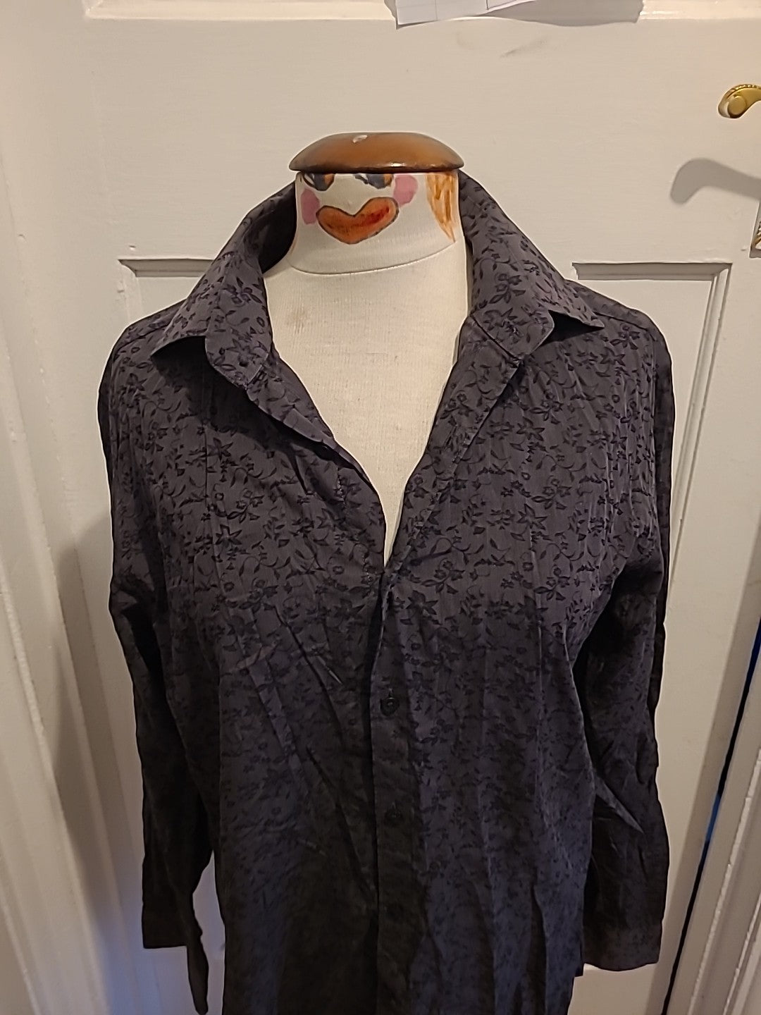 Mens Autograph Size 16 Collar Black And Brown Long Sleeved Shirt
