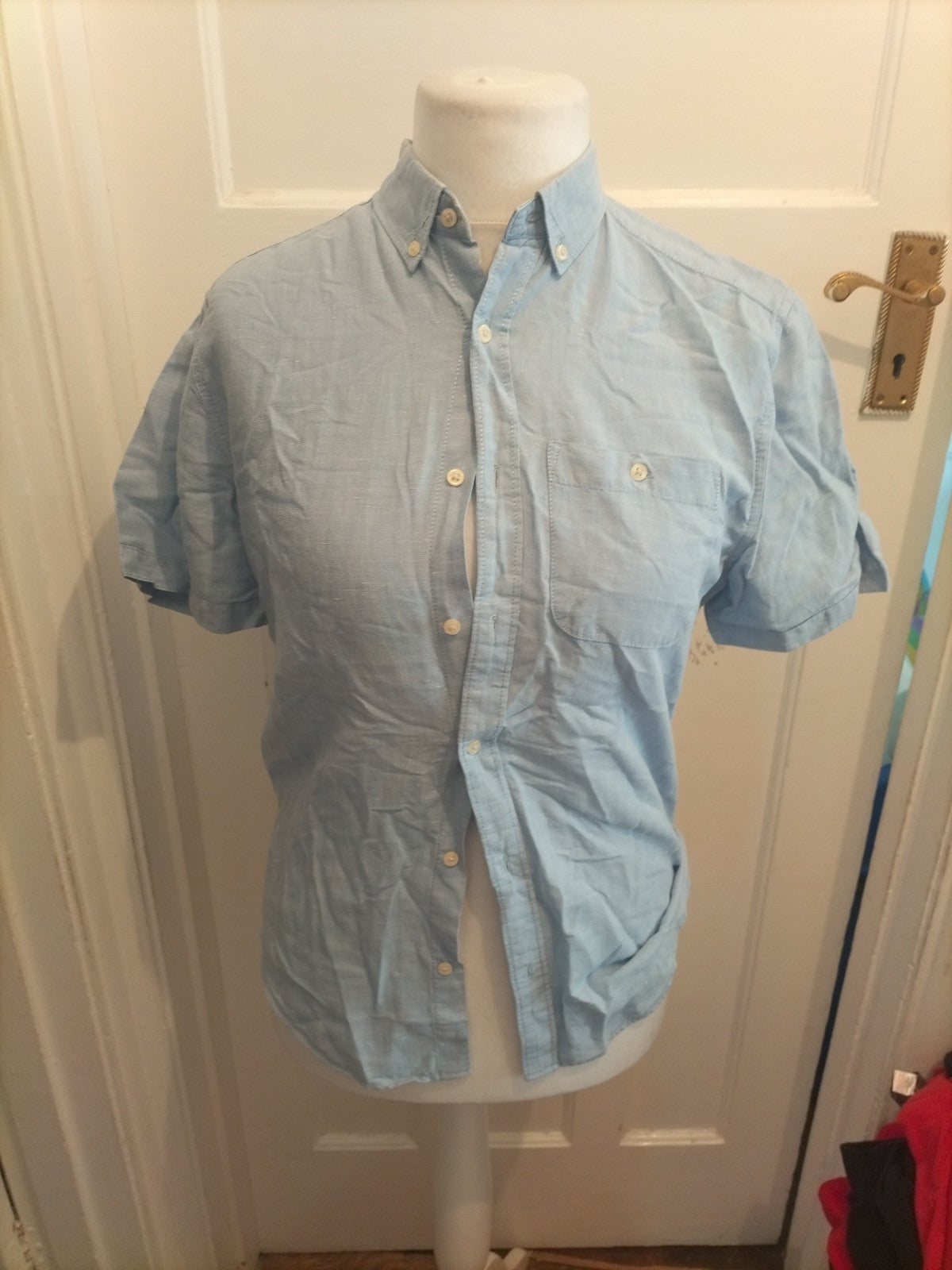 Mens Next Size Small Slim Fit Greyish Blue Short Sleeved T-shirt