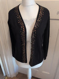 Ladies Berkertex Petite Size 16 Black With Gold Open Long Sleeve Blouse