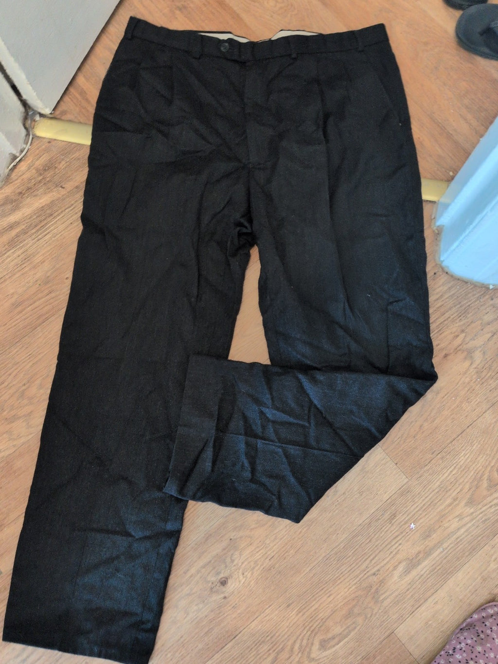 Marks And Spencer St Micheal 40/31 Wool Cashmere Dark Charcoal Trousers